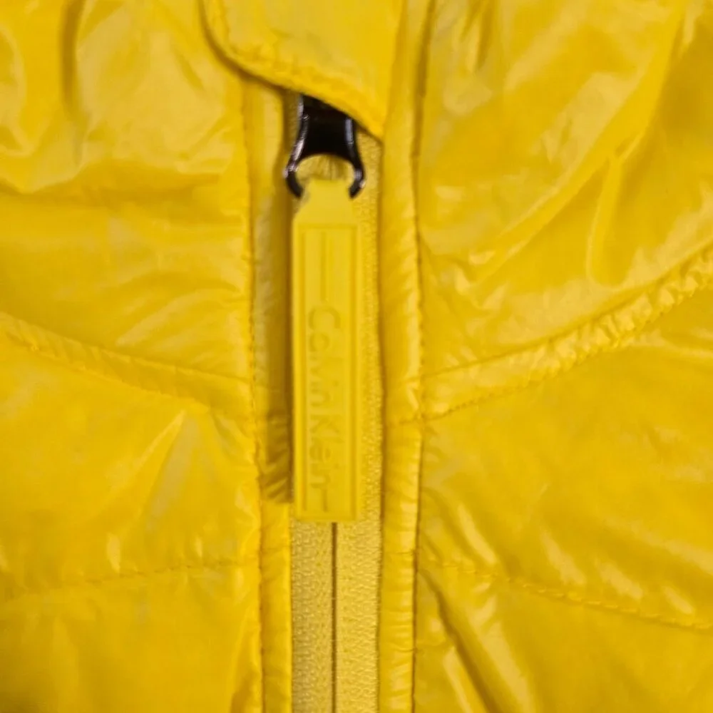 Calvin Klein Performance Bright Yellow Down Full Zip Pockets Puffer Jacket SizeM